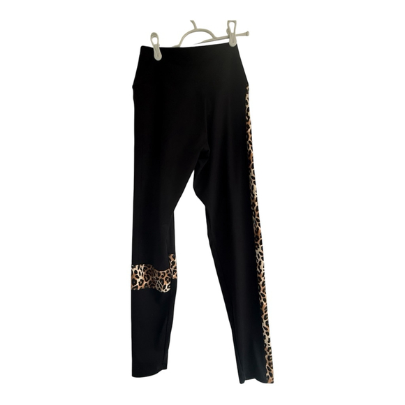 Y2K PINK Victoria’s Secret Leopard Stripe Logo Active Leggings - Size Large - Picture 2 of 7